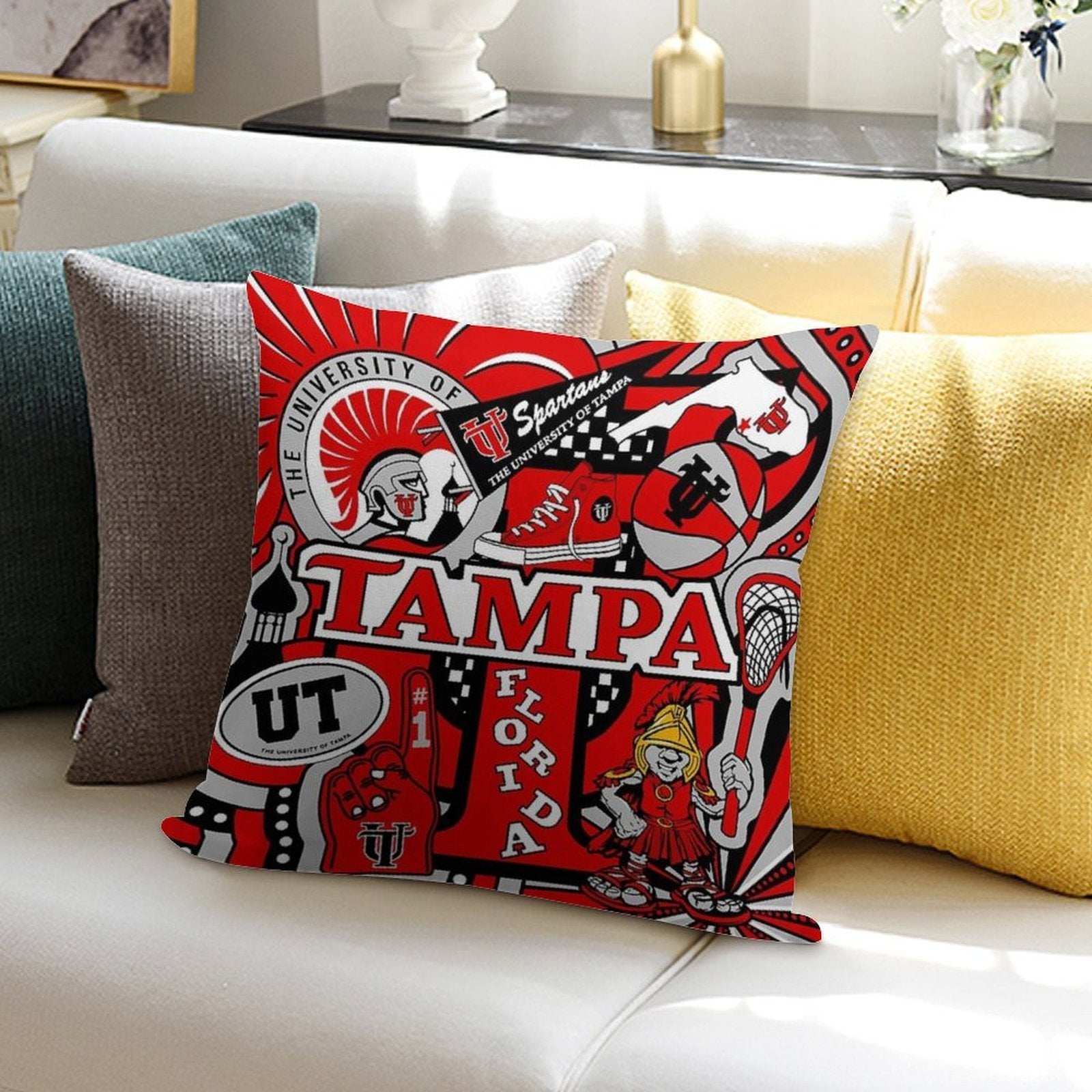 Tampa Collage Soft Multiple Sizes Throw Pillow
