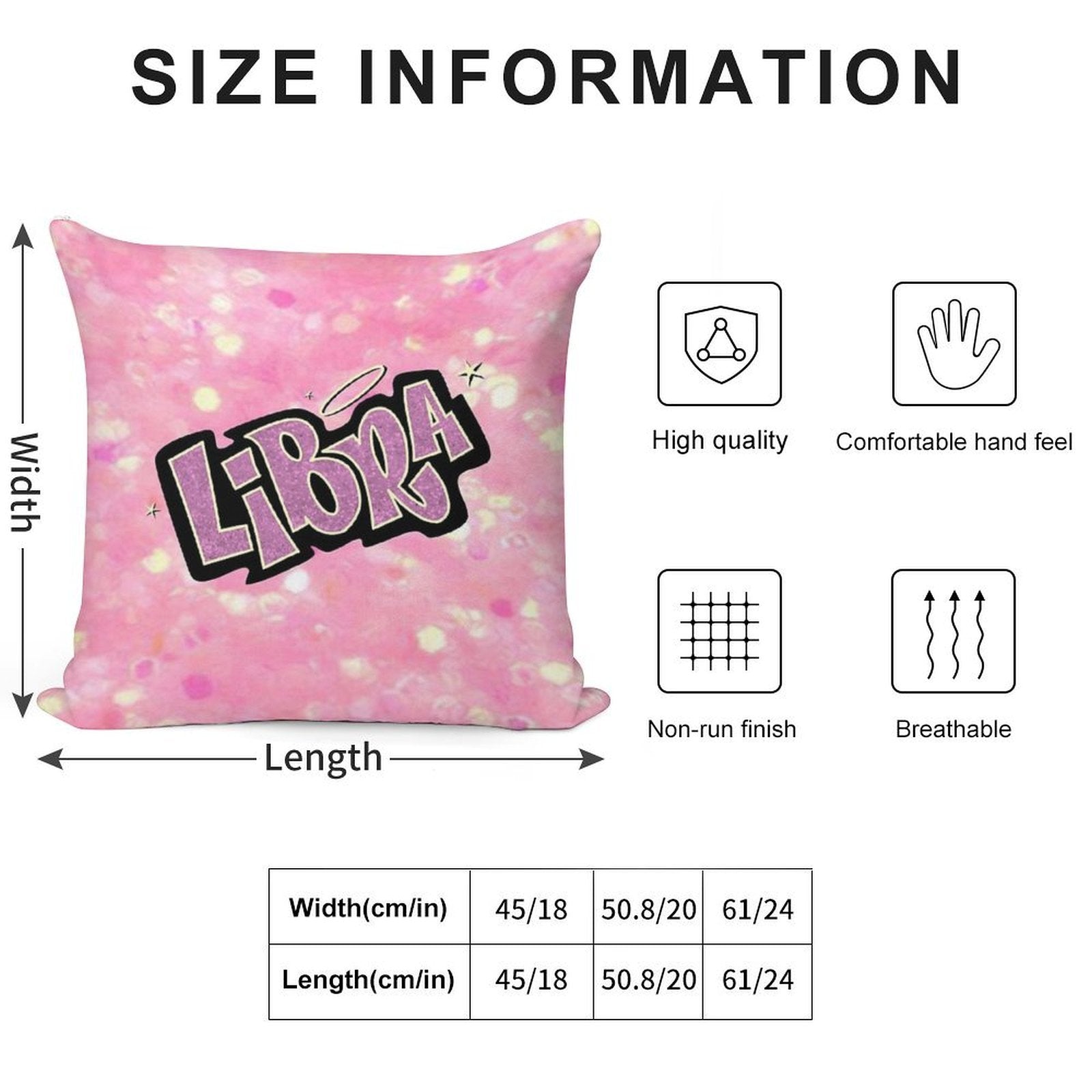 Libra Bratz Style - Iconic Pink Glitter Font Logo Cute Y2k Aesthetic Soft Short Plush Fabric Throw Pillow