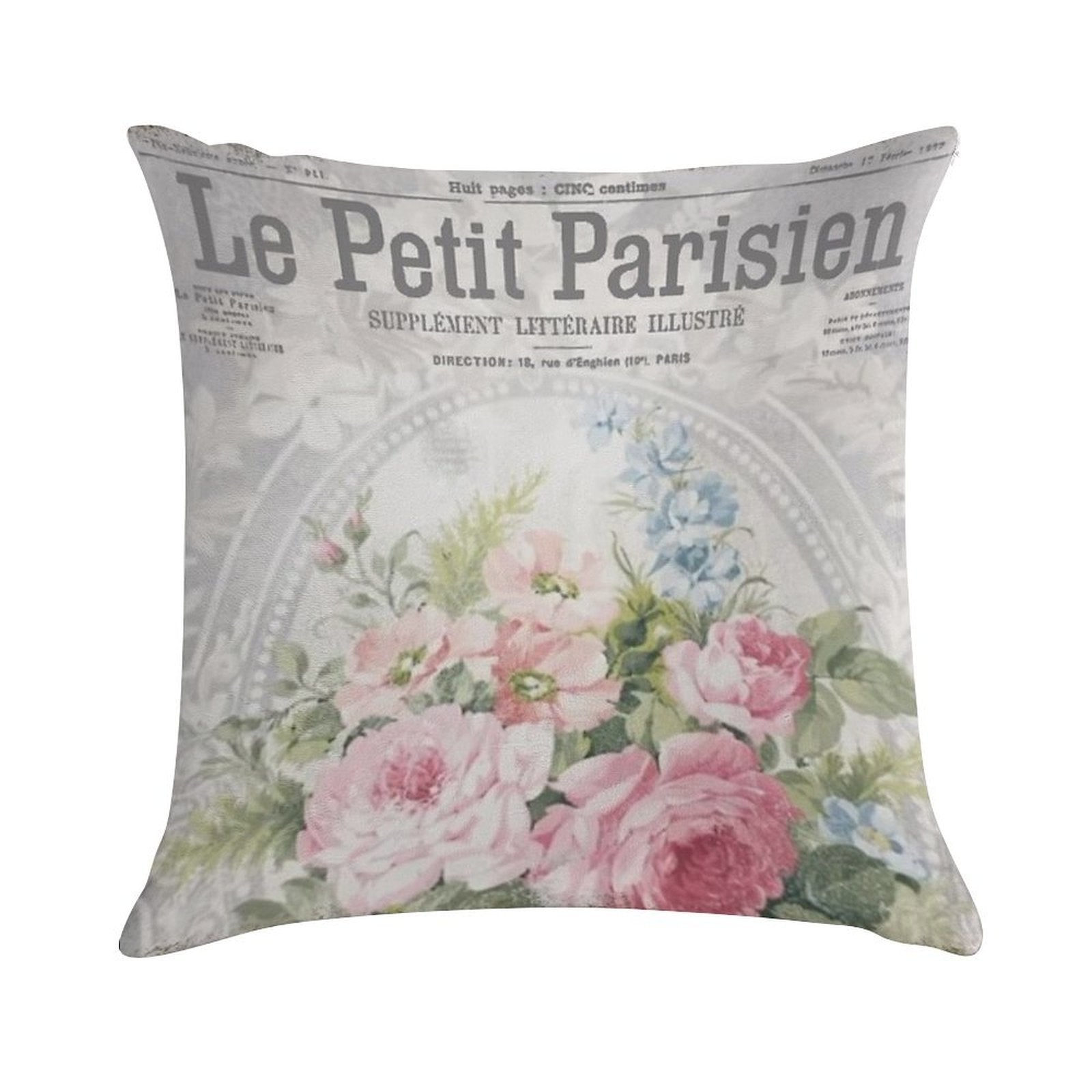 Vintage French Wallpaper, Shabby Chic Roses Soft Style Accent Throw Pillow