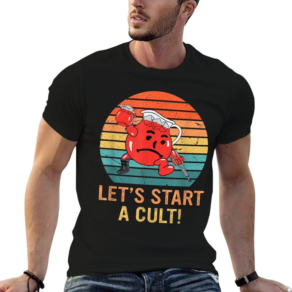 Let’s Start A Cult! Funny Retro  Heathered Texture T-Shirt