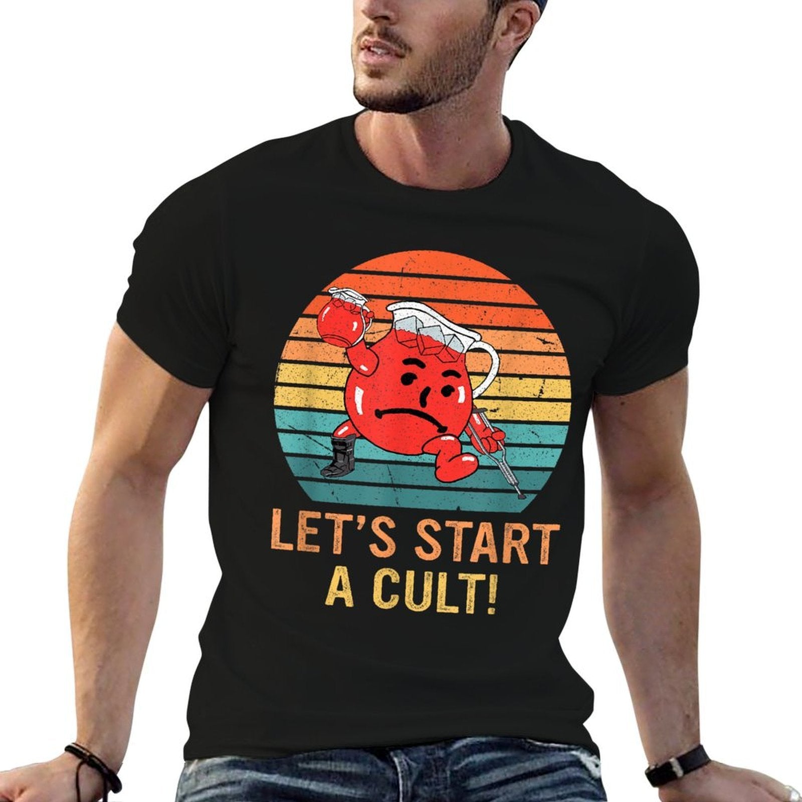 Let’s Start A Cult! Funny Retro  Heathered Texture T-Shirt