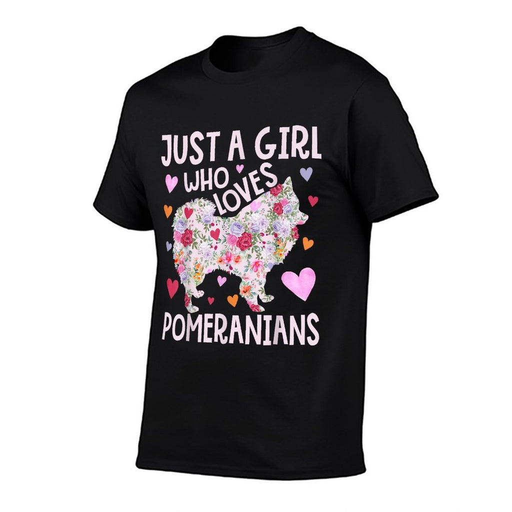 Pomeranian Just A Girl Who Loves Pomeranians Flower Floral  Lightweight T-Shirt