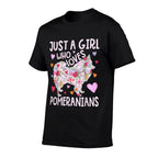 Pomeranian Just A Girl Who Loves Pomeranians Flower Floral  Lightweight T-Shirt