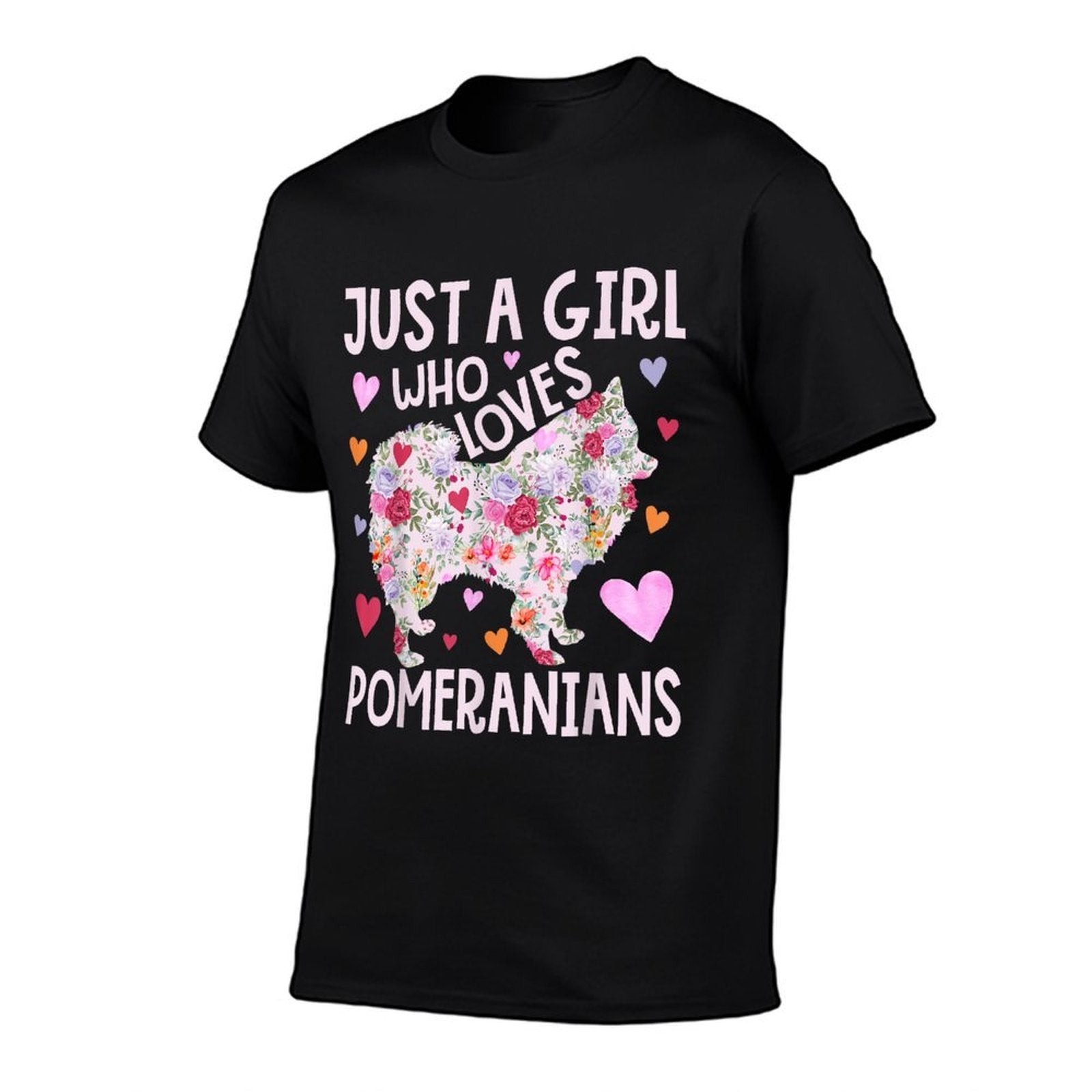 Pomeranian Just A Girl Who Loves Pomeranians Flower Floral  Lightweight T-Shirt