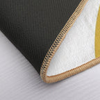 Abstract Geometric Minimalist 2 Navy Blue, Light Mustard Yellow, And White  Long-Lasting Bath Mat