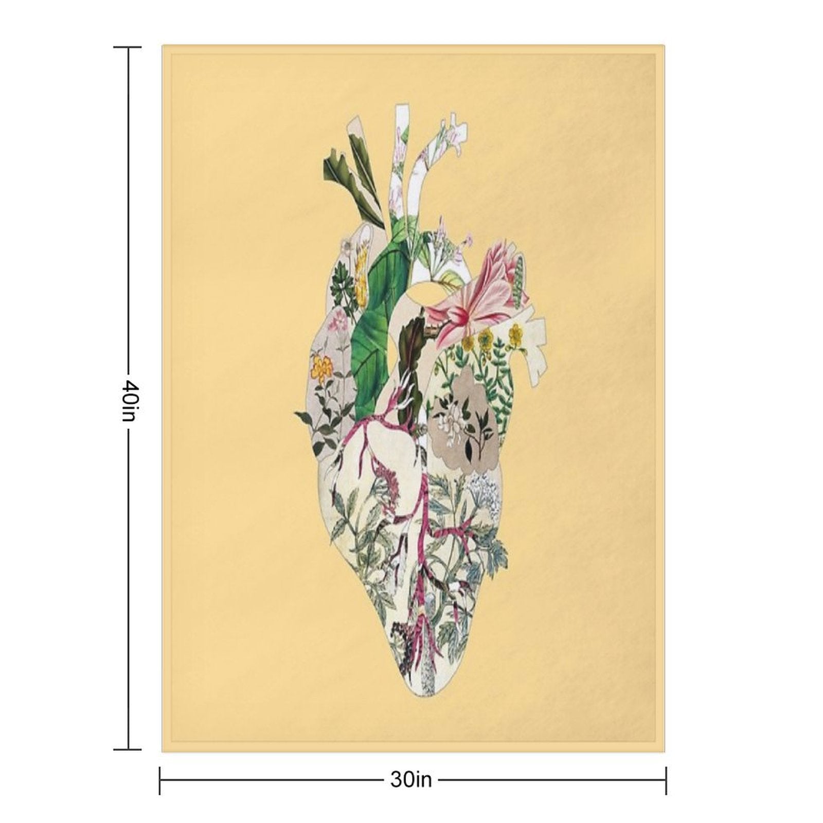 Vintage Botanical Heart - Sunshine Lightweight Throw Blanket
