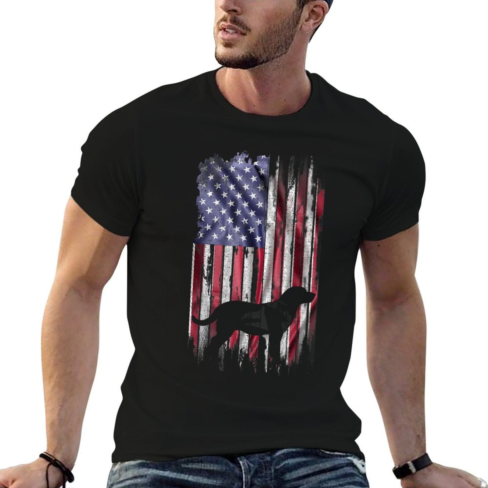Vintage USA Love Labrador Retriever Dog Lab Silhouette  Easy-care T-Shirt