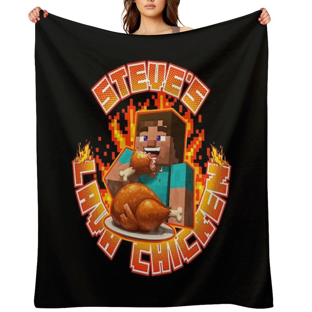 Steves Lava Chicken - Steve Eating Hot Lava Chicken Comfort Throw Blanket