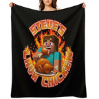 Steves Lava Chicken - Steve Eating Hot Lava Chicken Comfort Throw Blanket