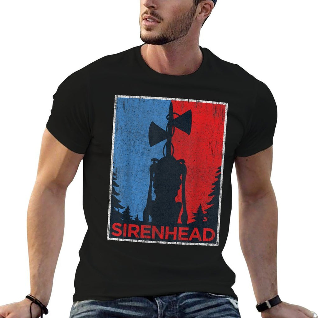 Scary Siren Head Meme Gamer Kids Boys Girls Xmass  Oversized Silhouette T-Shirt
