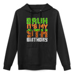 Birthday Boy Bruh It&#39;s My 9th Birthday Video Game Pixel Adjustable Hood Hoodie