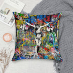 Banksy Shopping Jesus Pop Street Art Mashup Soft Skin-Friendly Throw Pillow