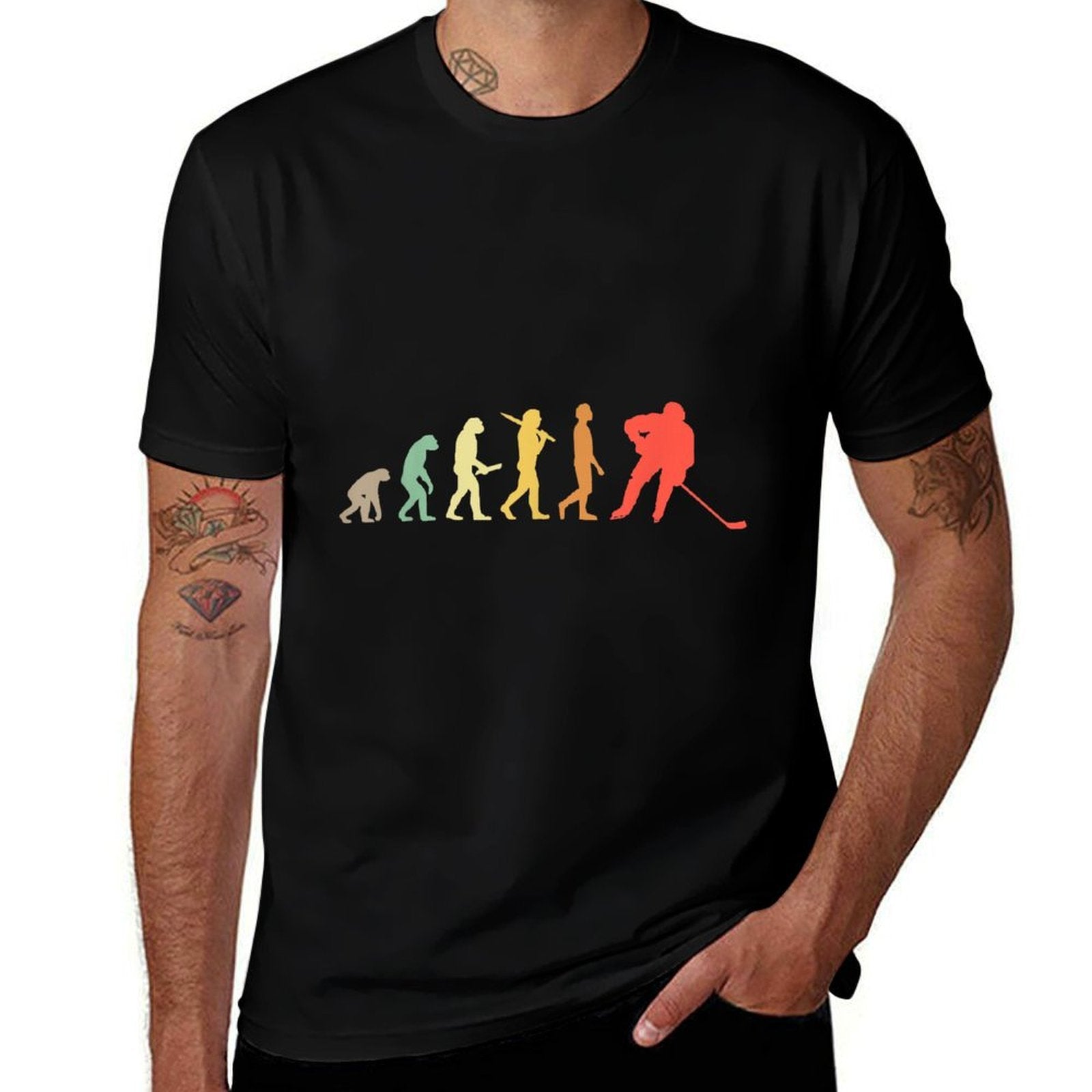 Retro Ice Hockey Evolution Gift For Ice Hockey Players  Slim-fit Cut T-Shirt