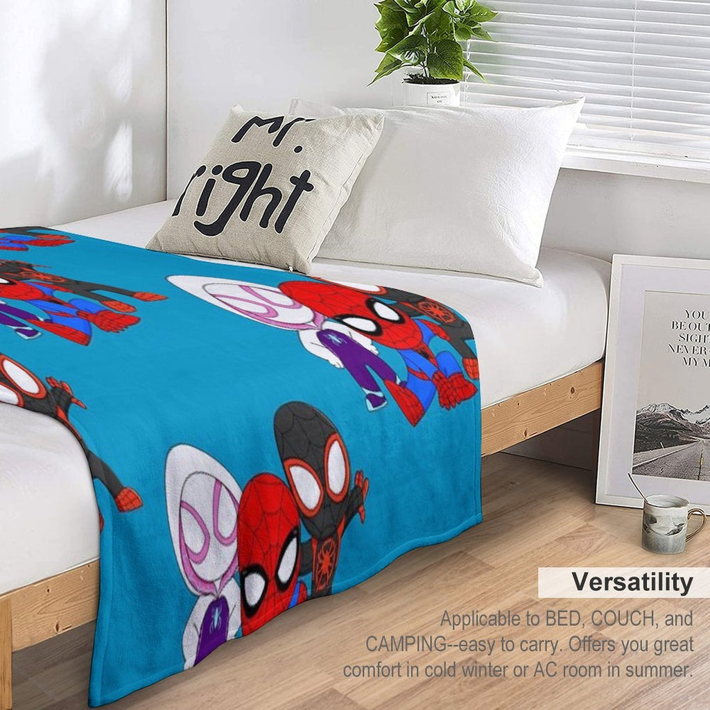 Cute Spiders Friends, Spider Ghost Girl, Cute Baby Spidey Black, Amazing Friends, Cartoon Ghost Easy Care Throw Blanket