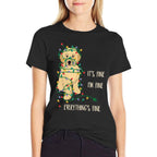 Its Fine Im Fine Everything Is Fine Christmas Lights  Ribbed Collar T-Shirt