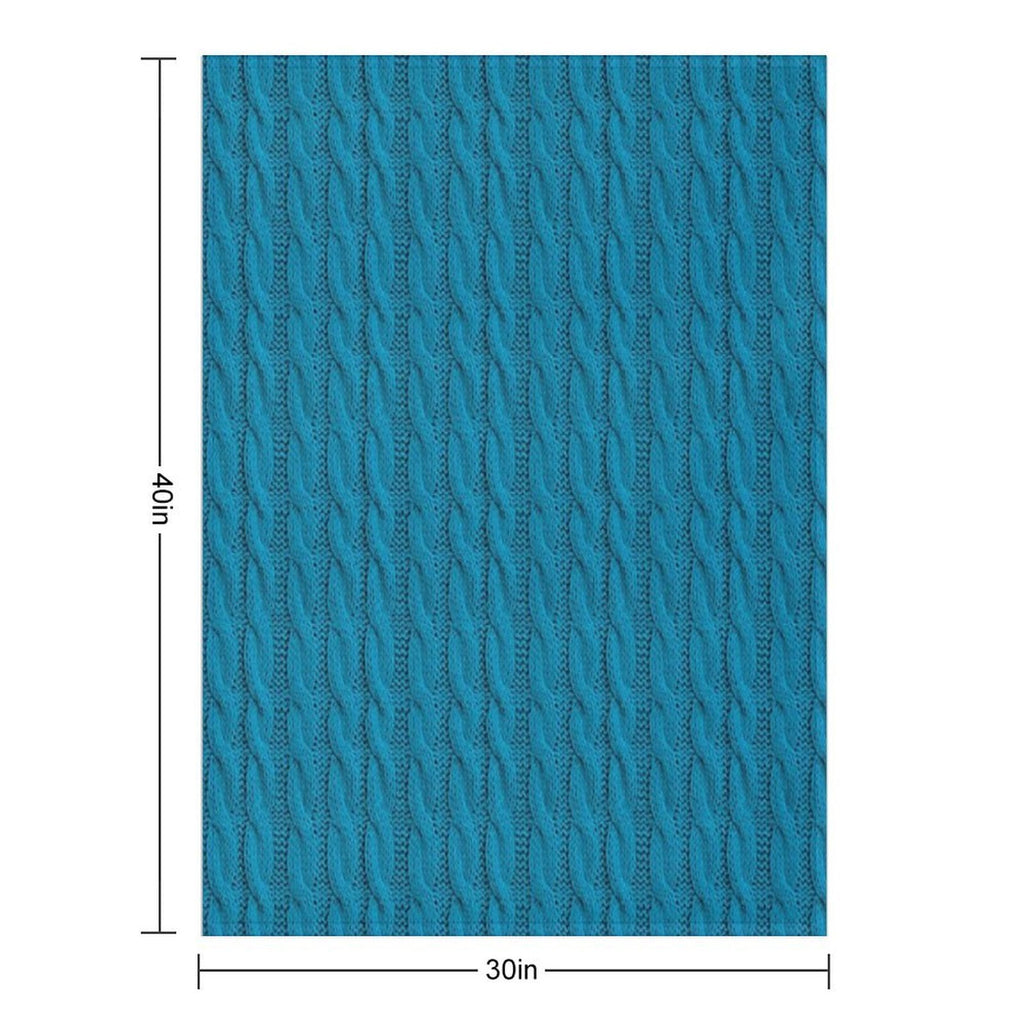 Teal  Blue Cable Knit Sweater Knitting Design Durable Throw Blanket