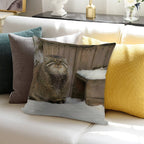 Zelenogorsk The Pallas's Cat Is Warming His Paws on A Tail Soft Short Plush Fabric Throw Pillow