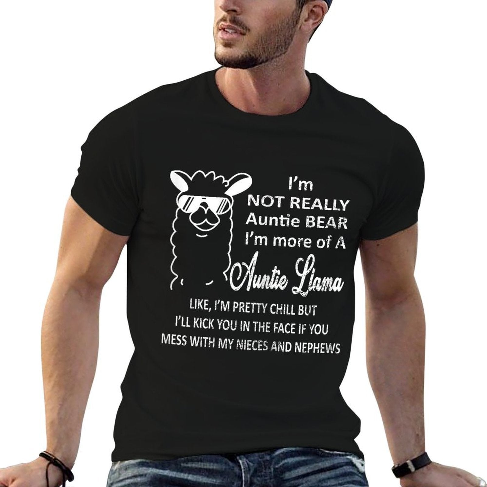 Funny LLama Saying Family Crazy Auntie  Vintage-inspired T-Shirt