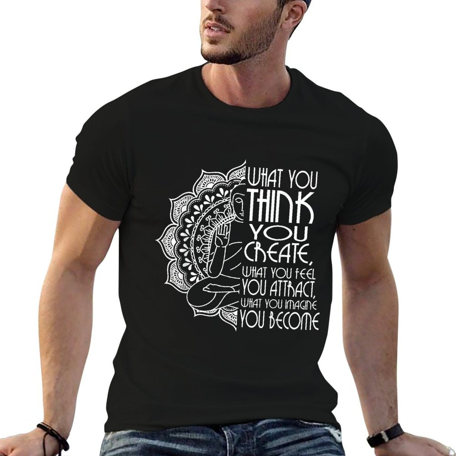 Law Of Attraction Spiritual Buddha Meditation Gifts Men Yoga  Fade-proof Color T-Shirt