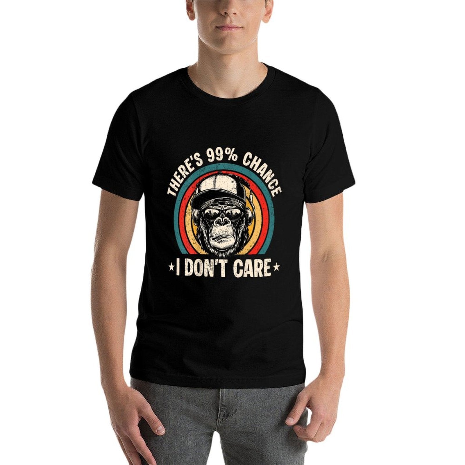 Funny Theres A 99 Percent Chance I Dont Care Bigfoot Humor  Rolled Sleeves T-Shirt