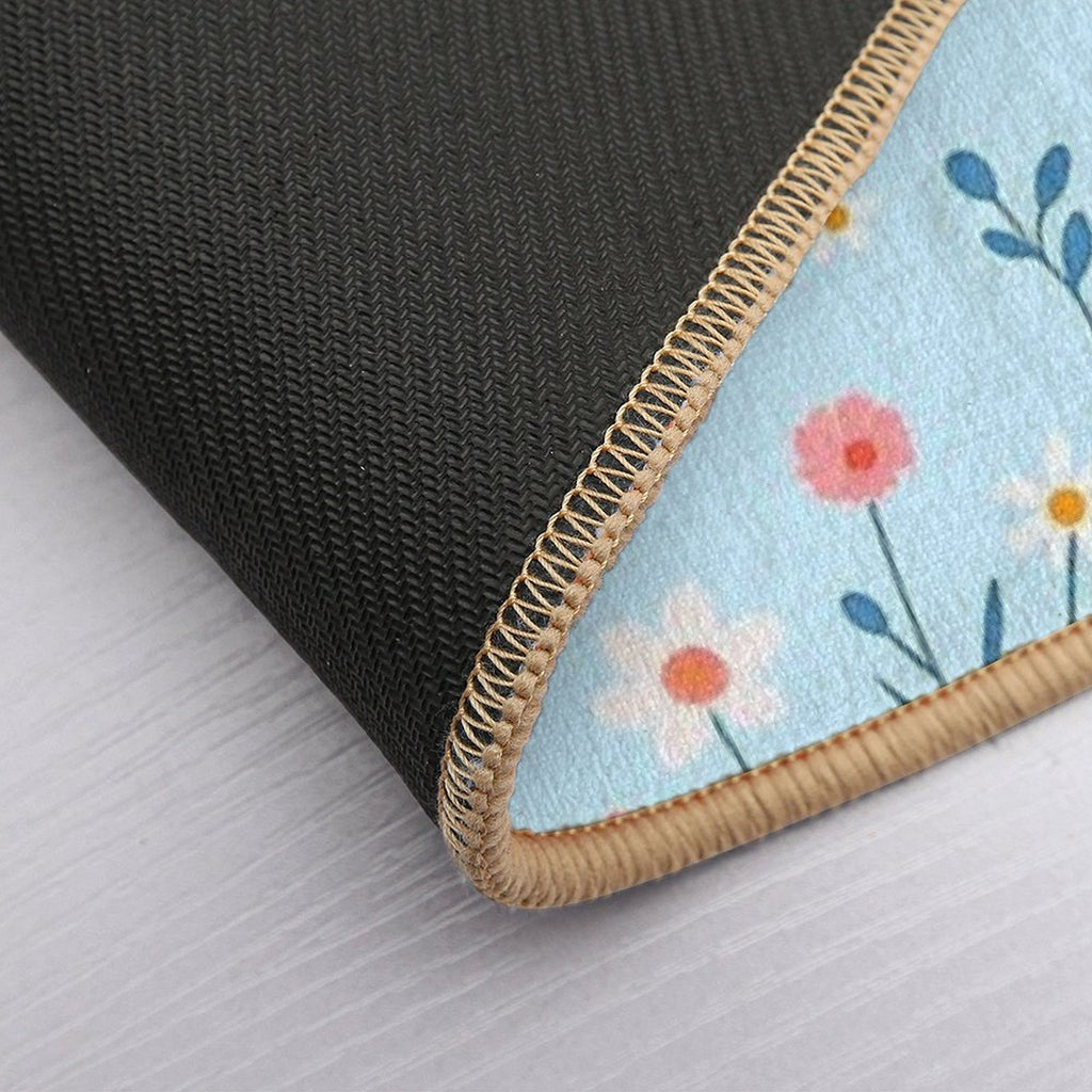 Flowers with Crescent Moon  Dirt-Trapping Bath Mat