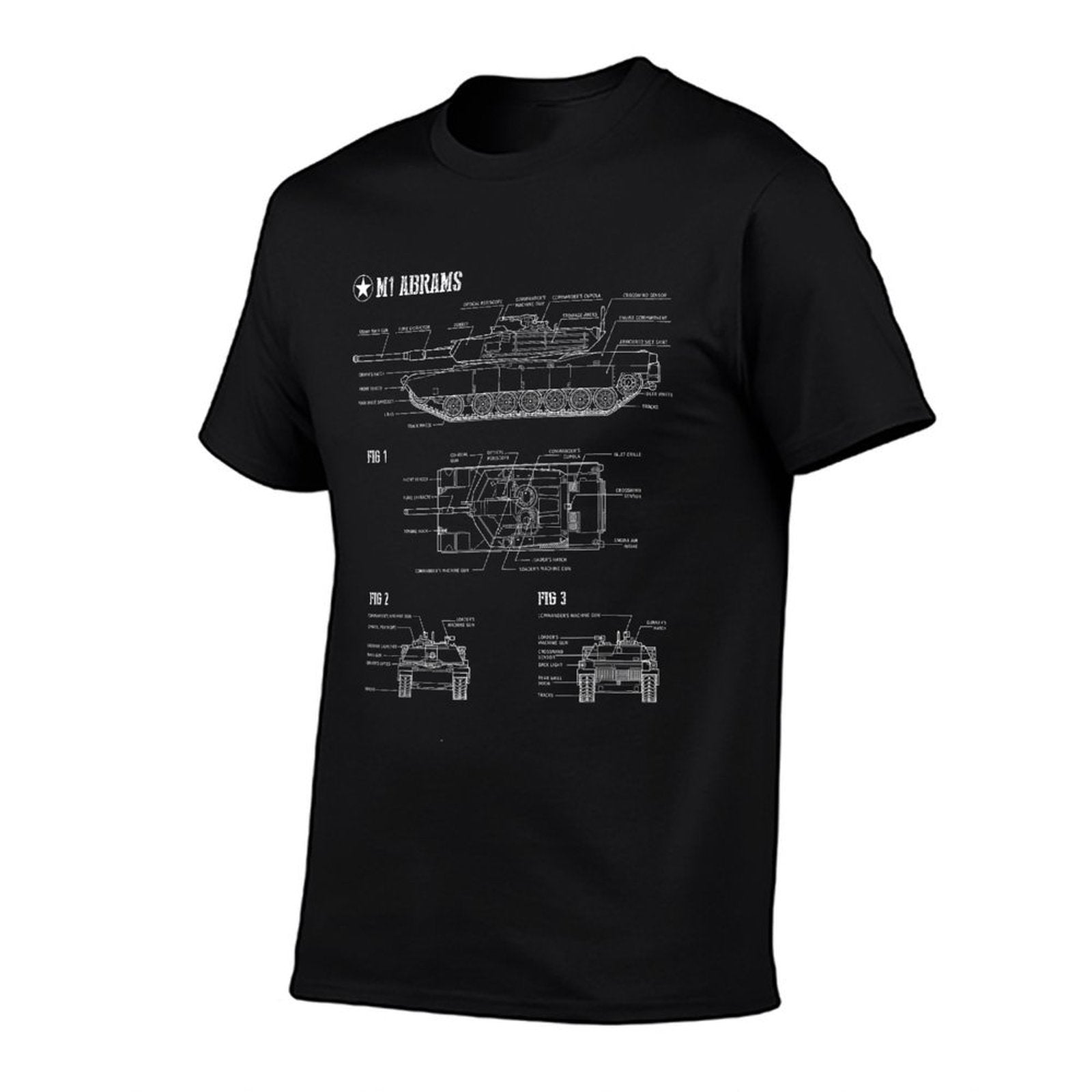 American M1A1 Abrams Main Battle Tank Blueprint  Oversized Silhouette T-Shirt