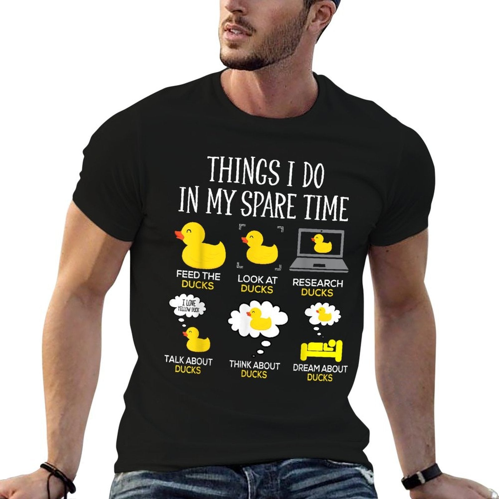 Things I Do In My Spare Time Ducks Love Cute Duck Mom Dad  Polyester Blend T-Shirt