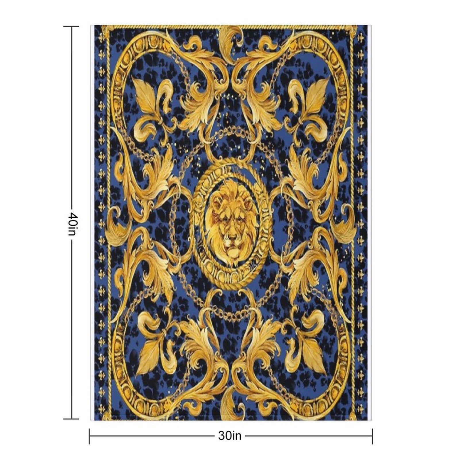 Golden Lion And Damask Ornament. Eco-conscious Throw Blanket