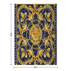 Golden Lion And Damask Ornament. Durable Throw Blanket