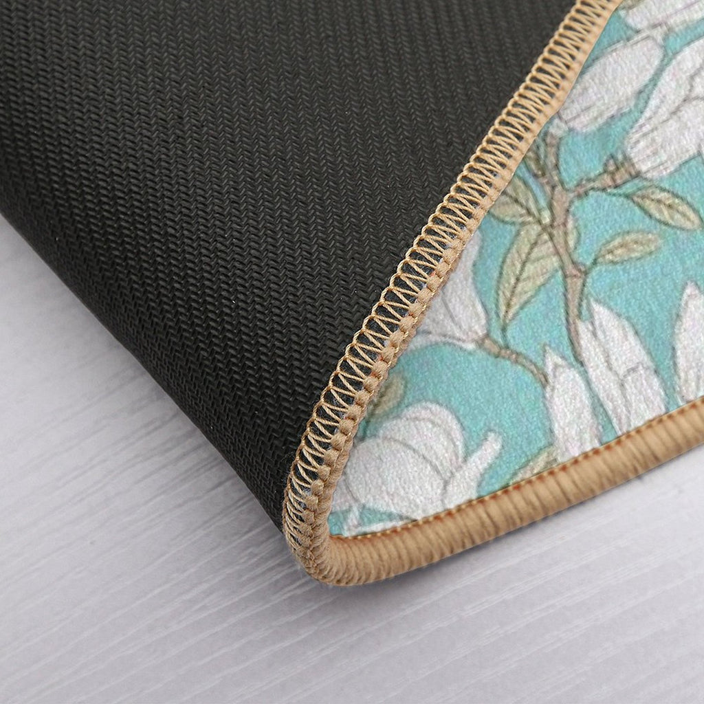 Botanical Seamless Pattern Blooming Flower Magnolia  Repositionable Bath Mat