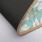 Botanical Seamless Pattern Blooming Flower Magnolia  Repositionable Bath Mat