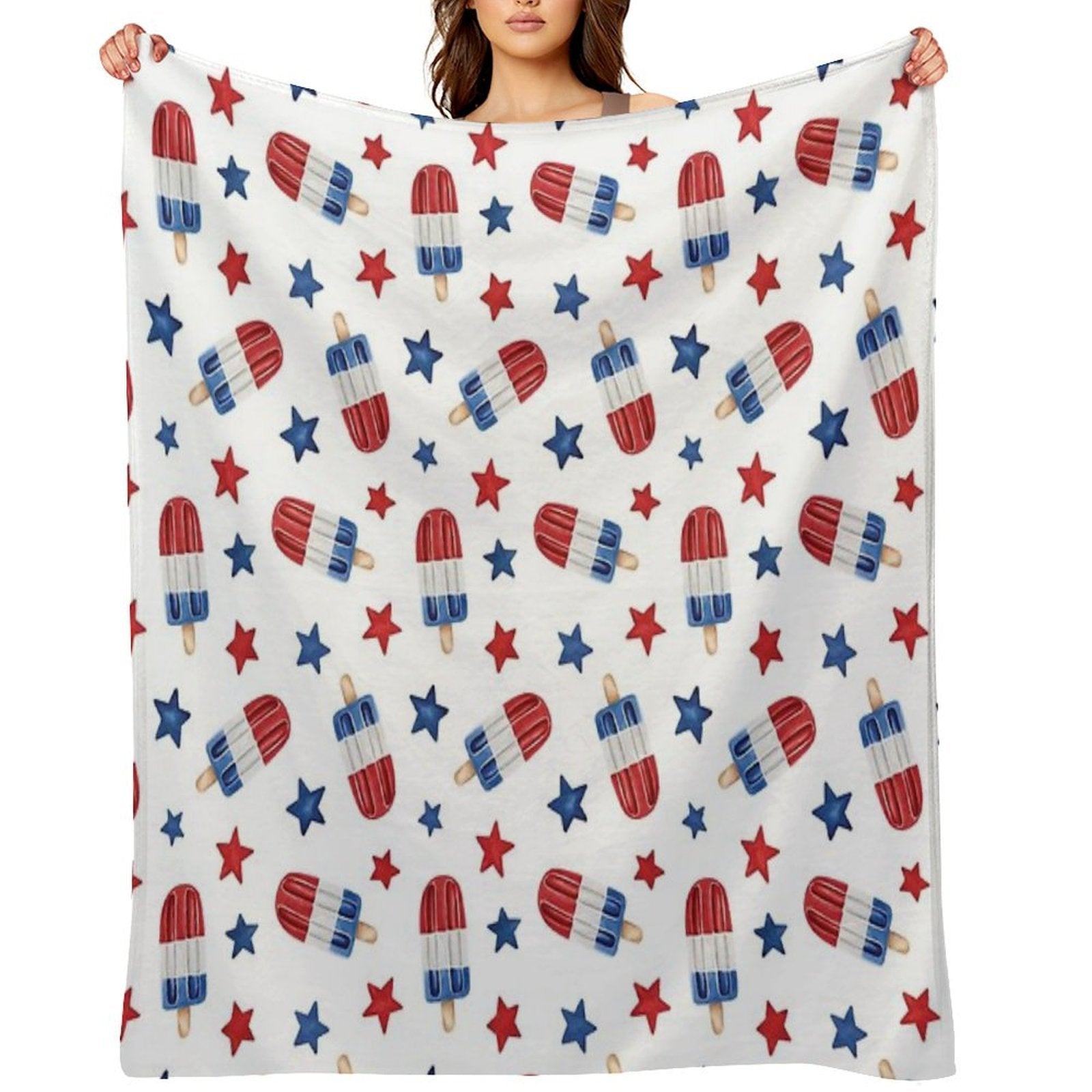 4th of July Red, White And Blue Popsicles Durable Throw Blanket