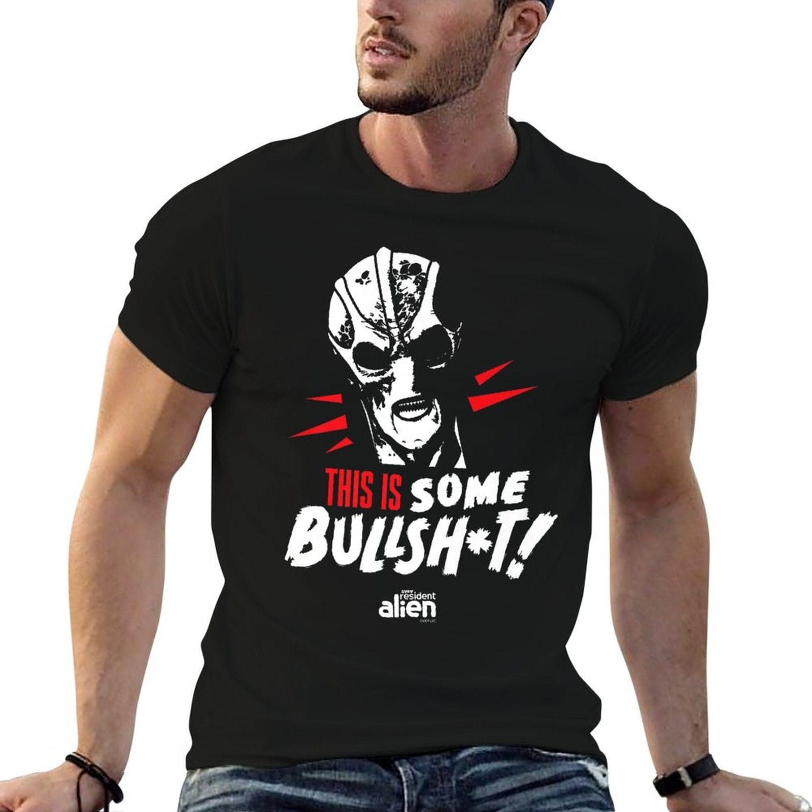 NBC Resident Alien This Is Some Bullshit - Officially Licensed Premium, Small, Black  Stretchy T-Shirt