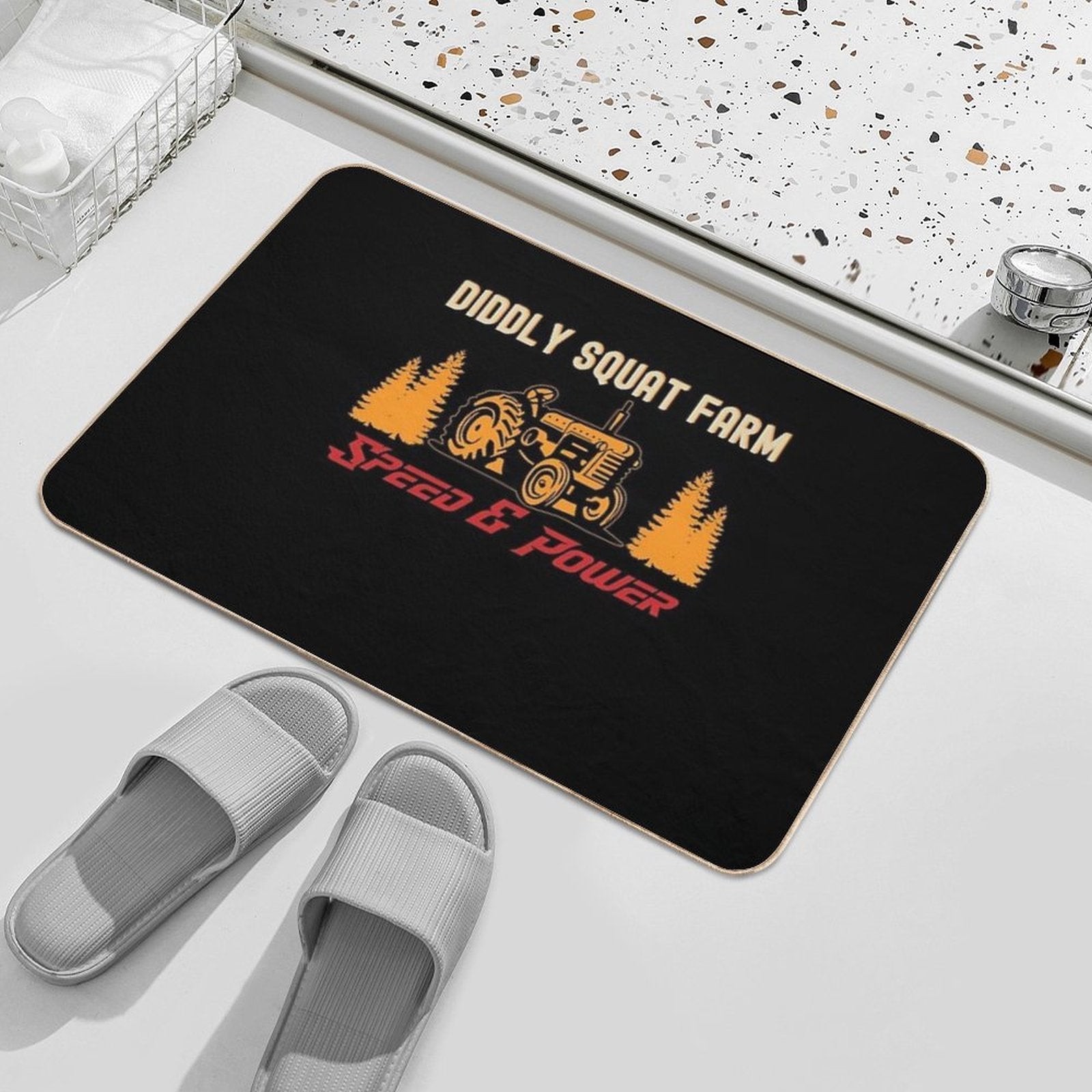 Diddly Squat Farm Speed And Power Tractor Lover ,Retro Vintage Tractor Farming  Non-Slip Bath Mat