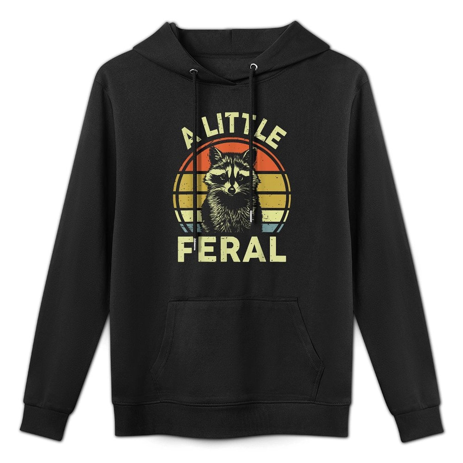 A Little Feral Raccoon Mom Dad Toddler Funny Retro Raccoon-Shirt Unisex-Kids Adultsns Kids Raccoon Enthusiasts Grey Small Modern Kangaroo Pocket Hoodie