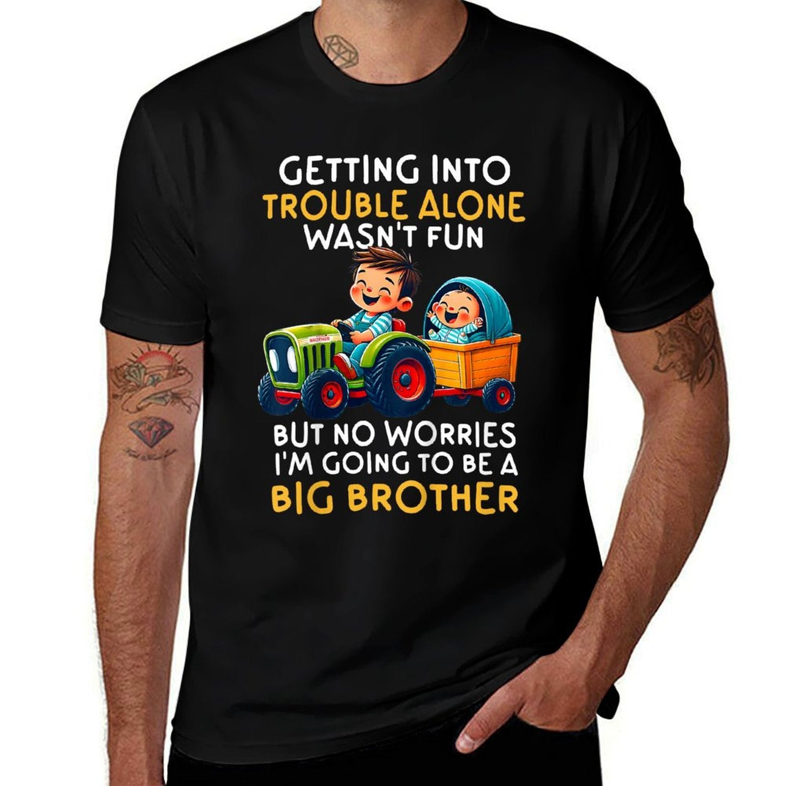 Kids Promoted to Big Brother 2025 Funny Tractor Boys Big Brother  Quick-drying T-Shirt