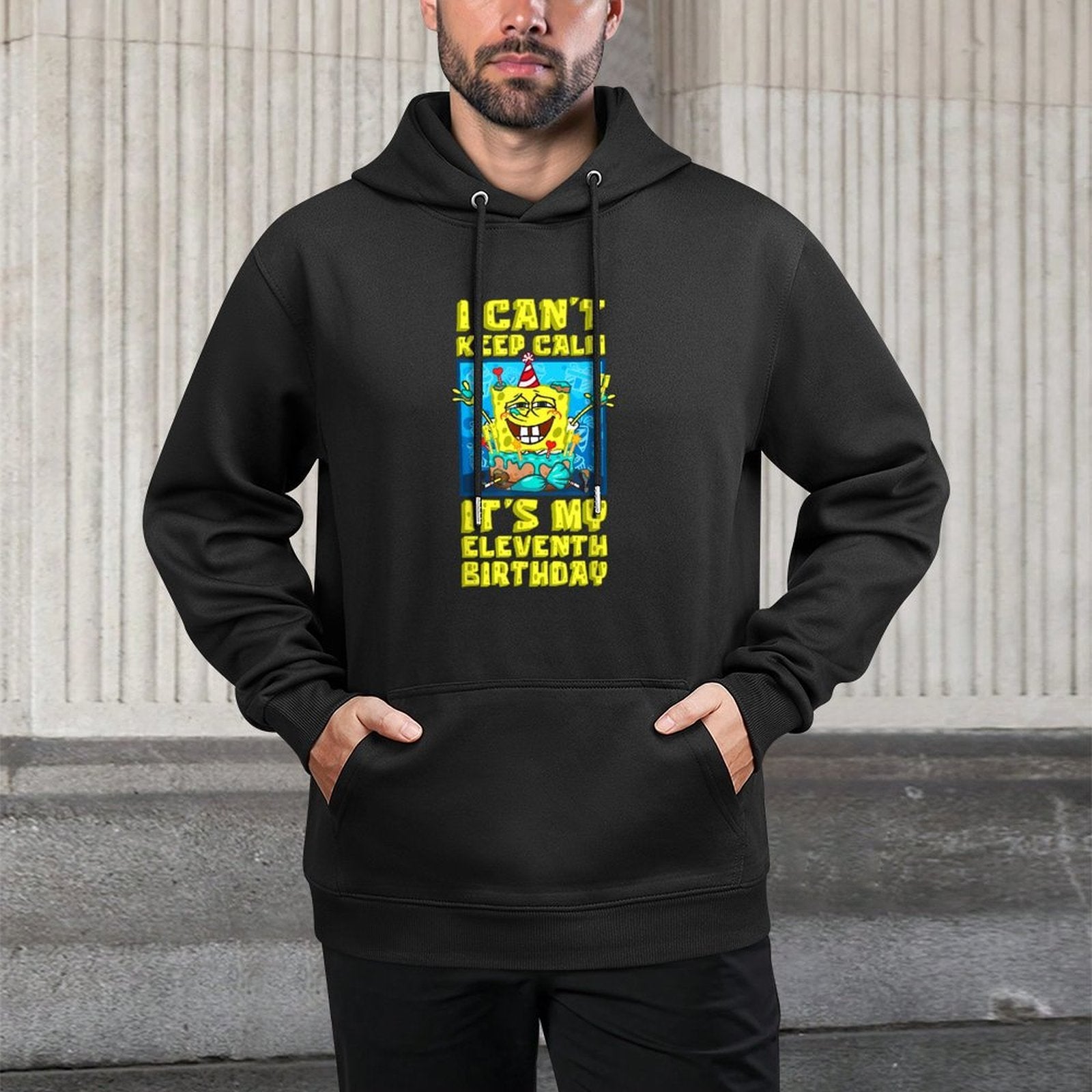 Mademark X SpongeBob SquarePants - I Can't Keep Calm Its My Eleventh Birthday 11th Birthday Boy Cotton-Polyester Blend Hoodie