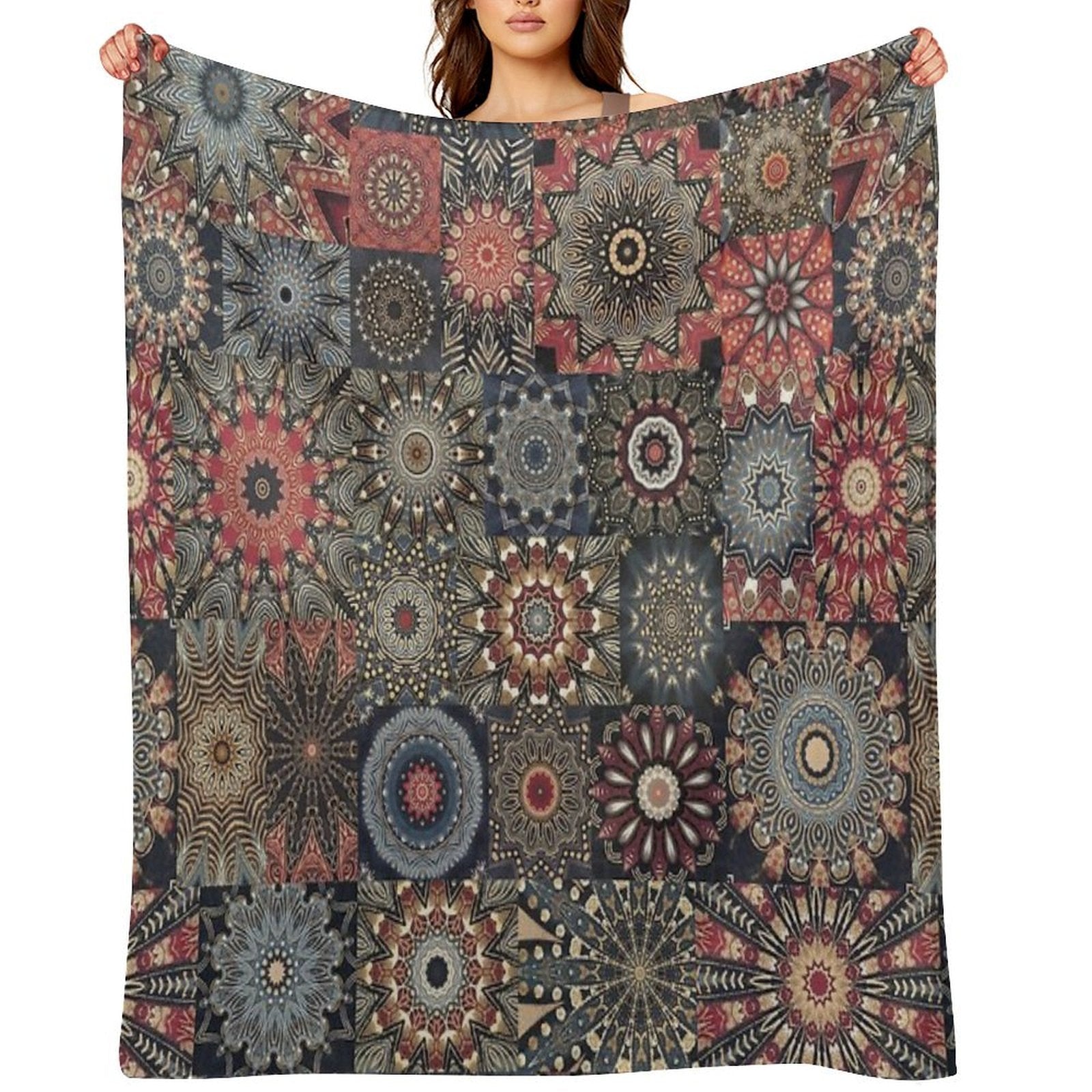 Dazzling Style Red And Golden Stars Pattern Easy Care Throw Blanket