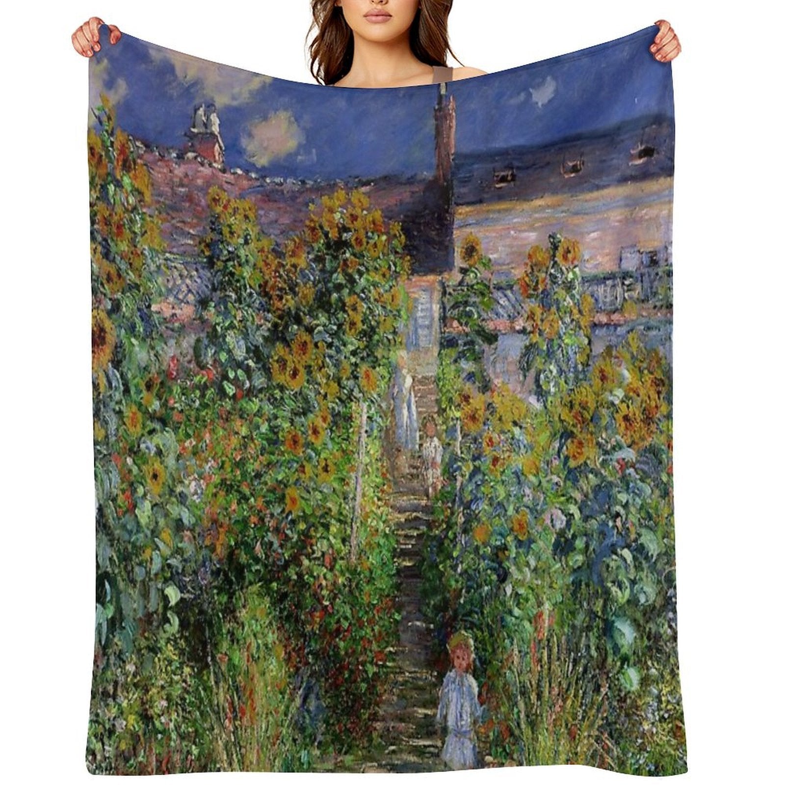 Monet's Garden at Vétheuil - Claude Monet Lightweight Throw Blanket
