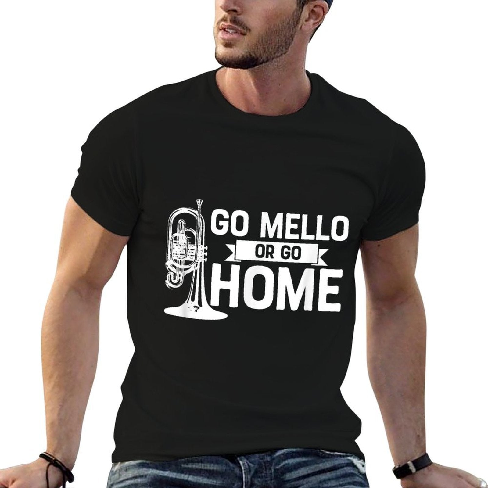 Go Mello Or Go Home Marching Band Mellophone for Camp  Summer-ready Fabric T-Shirt