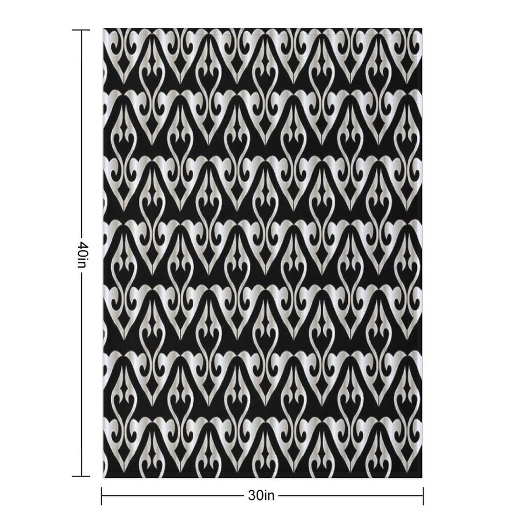 Black And White Floral Decorative Pattern All-season Throw Blanket