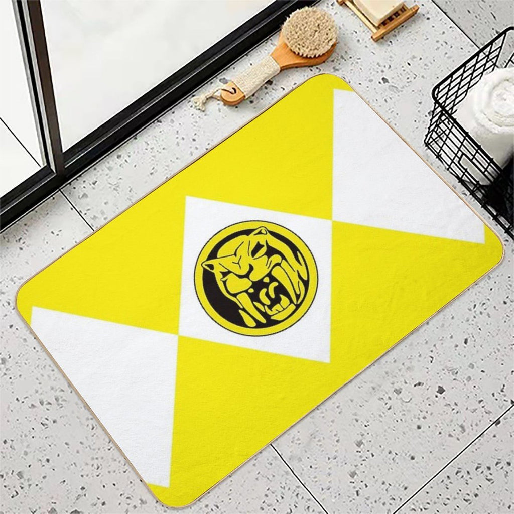 MMPR Yellow Ranger With Coin  Easy To Clean Bath Mat