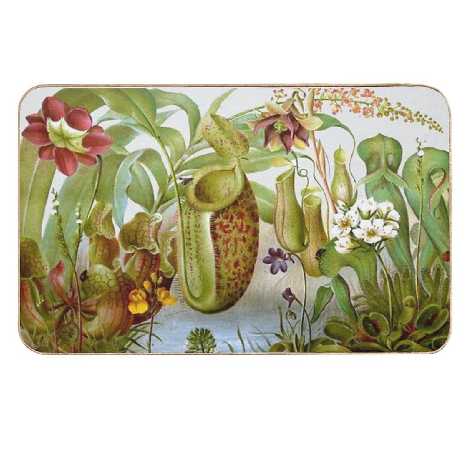 Vintage Carnivorous Plant Illustration  Versatile Bath Mat
