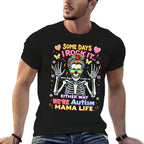 Autism Mama Life Some Days I Rock It Some Days It Rock Me  Rolled Sleeves T-Shirt
