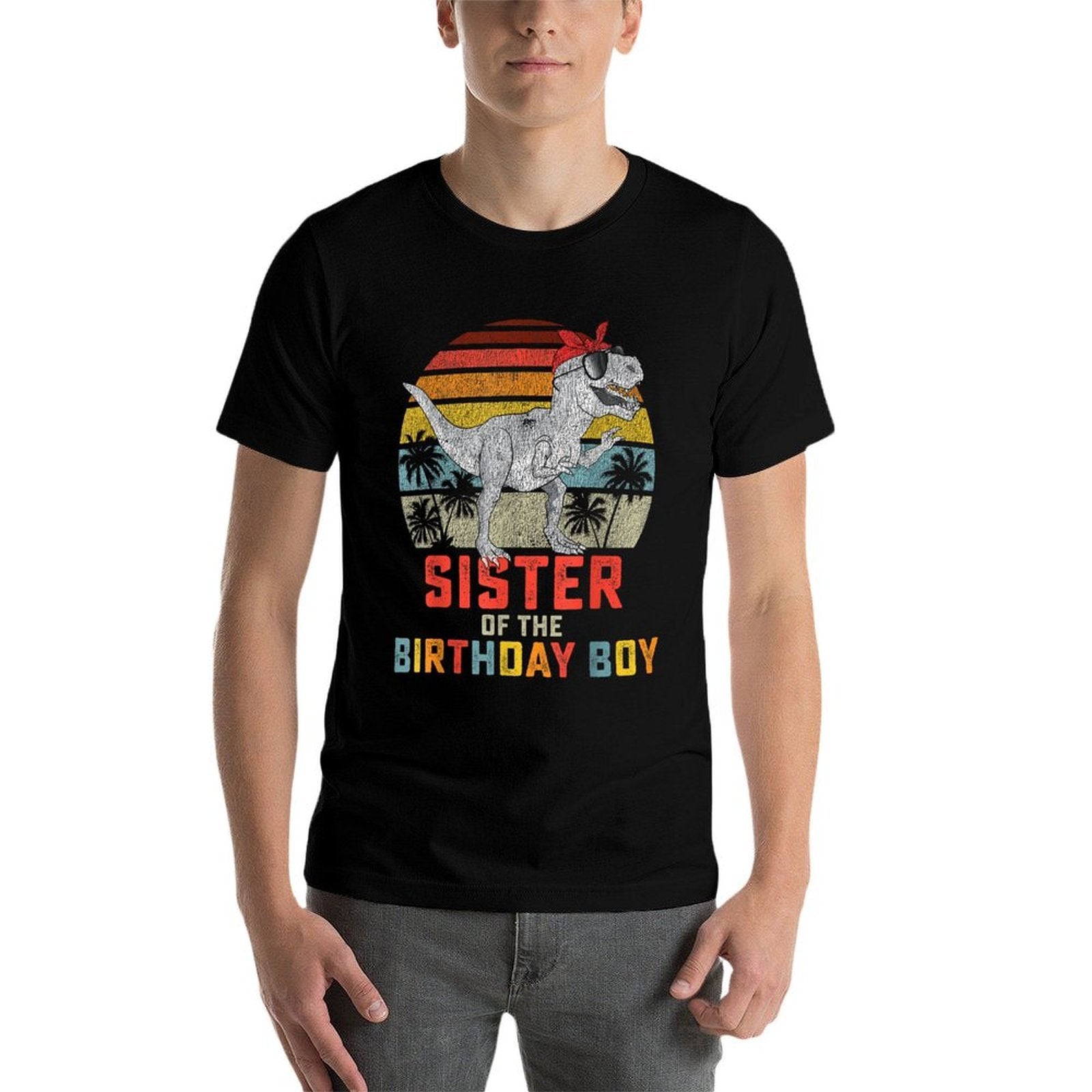 Sister Dinosaur of The Birthday Boy Matching Family  Polyester Blend T-Shirt