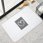 Grey And White Heart  Absorbent Bath Mat