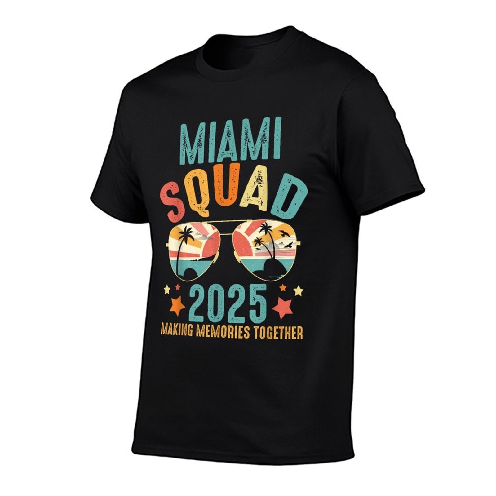 Miami Squad 2025 Funny Groovy Reunion Friends Trip Match  Rolled Sleeves T-Shirt