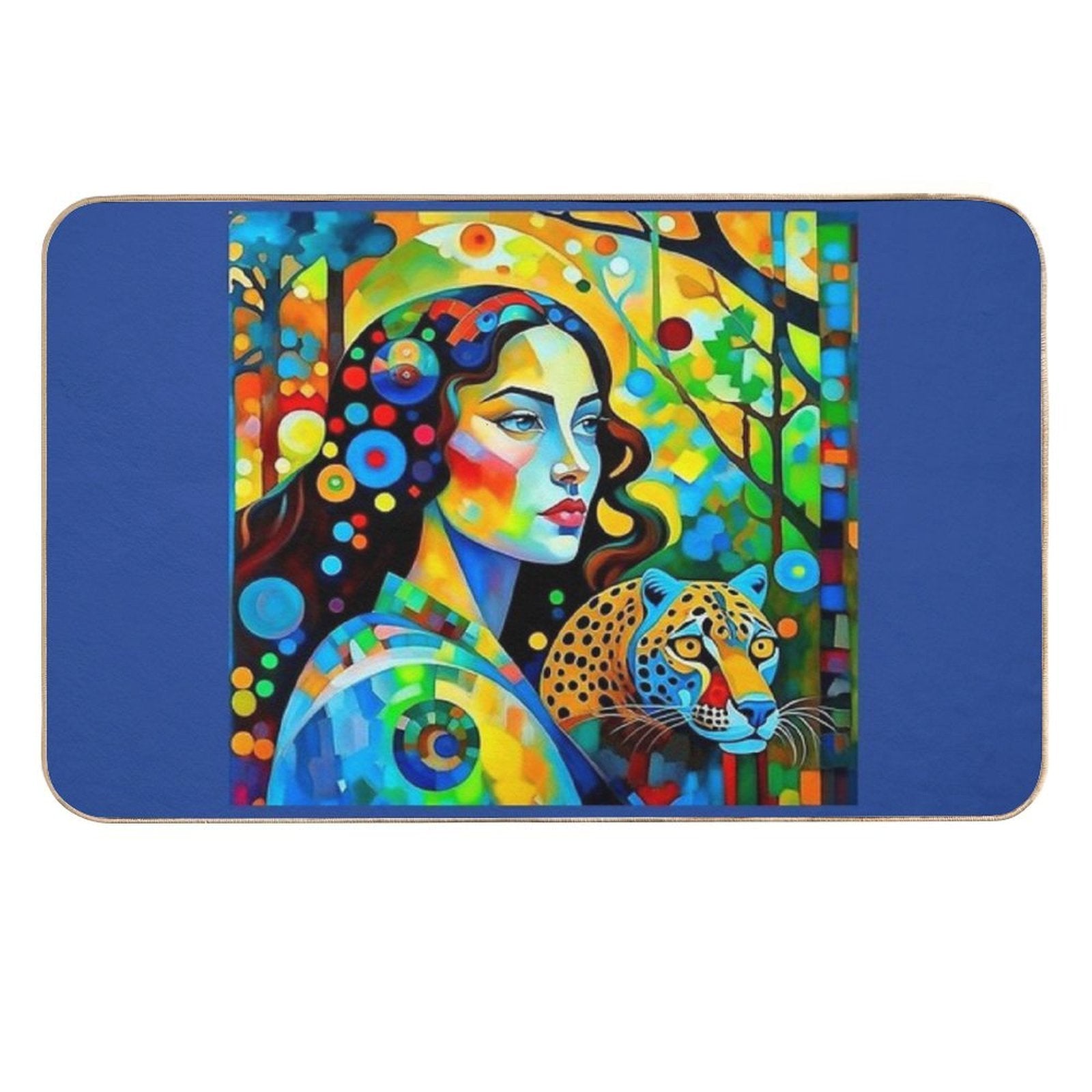 A Woman And A Leopard.  Stain-Proof Bath Mat