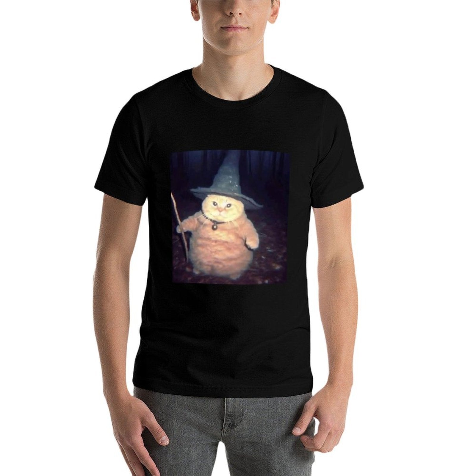 Wizard Cat Weird Funny Halloween Cat Meme  Tagless Design T-Shirt