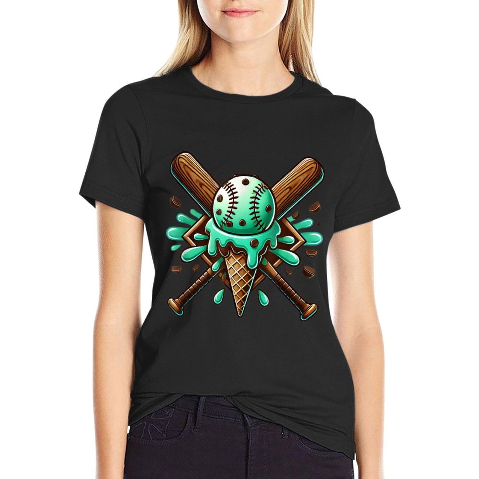 Mint Chocolate Chip Spinkle Baseball Home Plate Drip Boys  Graphic-printed T-Shirt